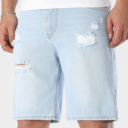 LBO - Lot De 2 Shorts Jean Relaxed Destroys 3587 3588 Noir Bleu Denim